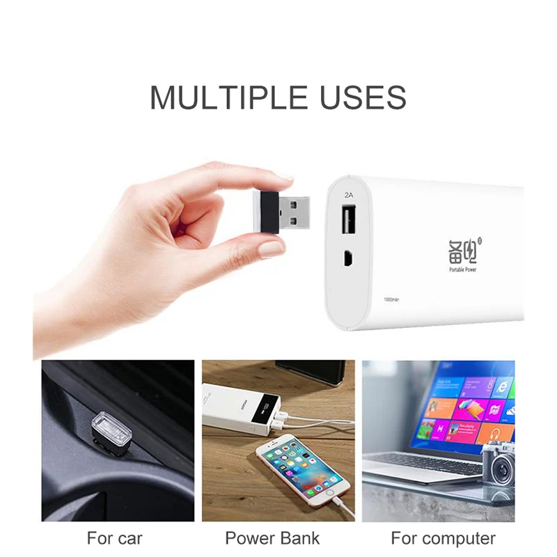 2PCS/set Mini USB LED Decorative Lights Plug Play Decor Lamp Atmosphere Light Suitable For Any Cars Five Color Options | Автомобили и