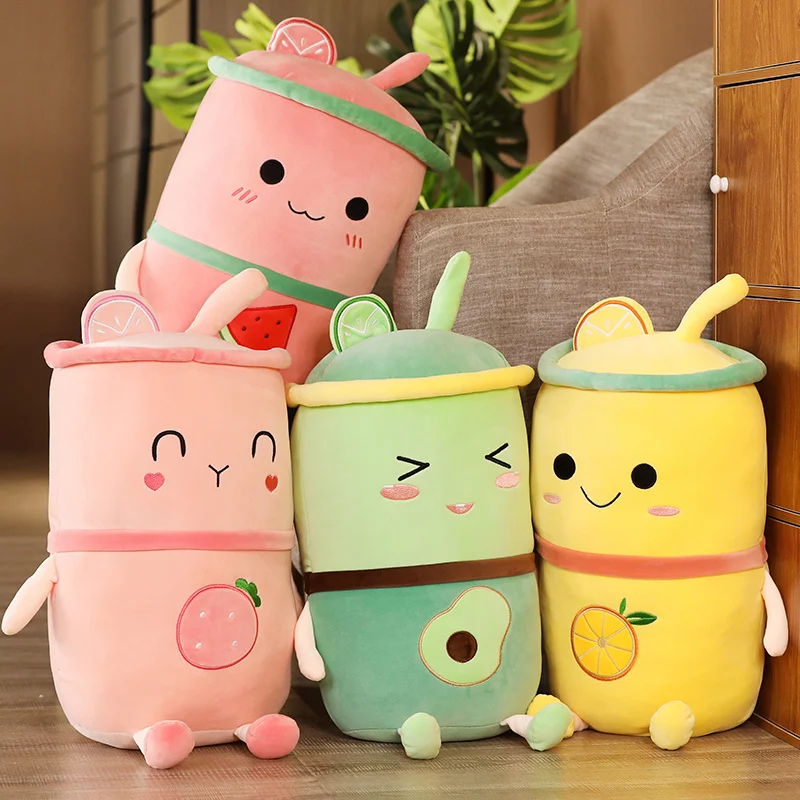 

Soft Cute Bubble Tea Cup Shaped Pillow Fruit Plush Toys Stuffed Soft Back Cushion Children Gift
