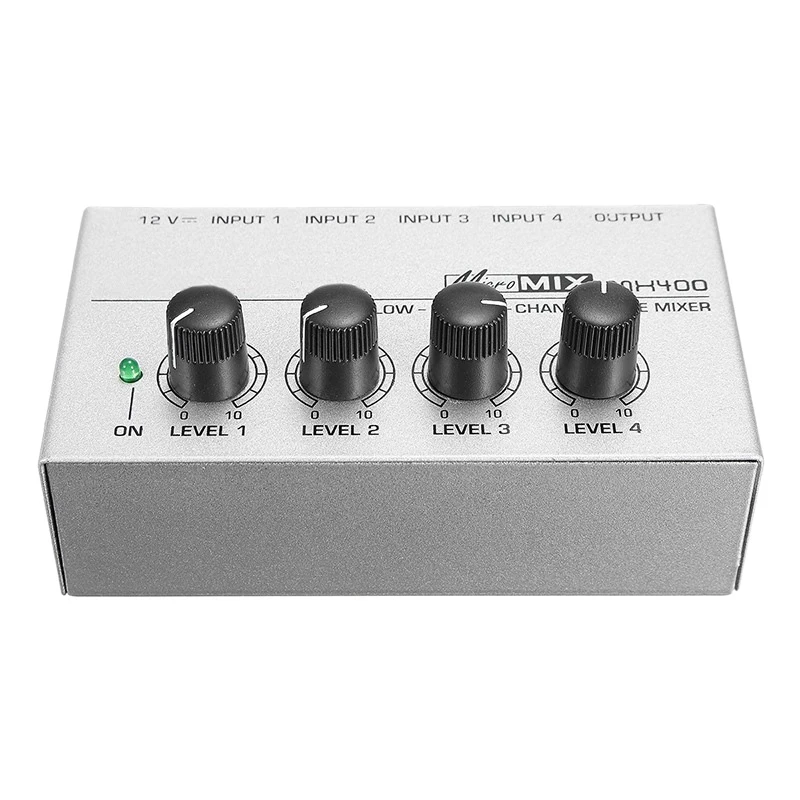

MX400 4-канальный аудиомикшер сигнальный микшер, микшер для диджеев, портативный аудиомикшер для караоке (штепсельная Вилка стандарта США)