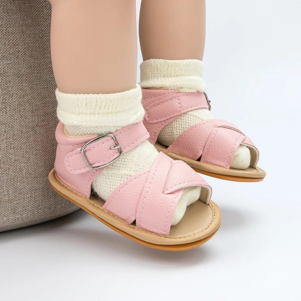 

Baby Girl Sandals Baby Shoes Flats Leather Rubber Sole Anti-Slip First Walker Newborn Toddler Sandals Girl Crib Shoes Summer