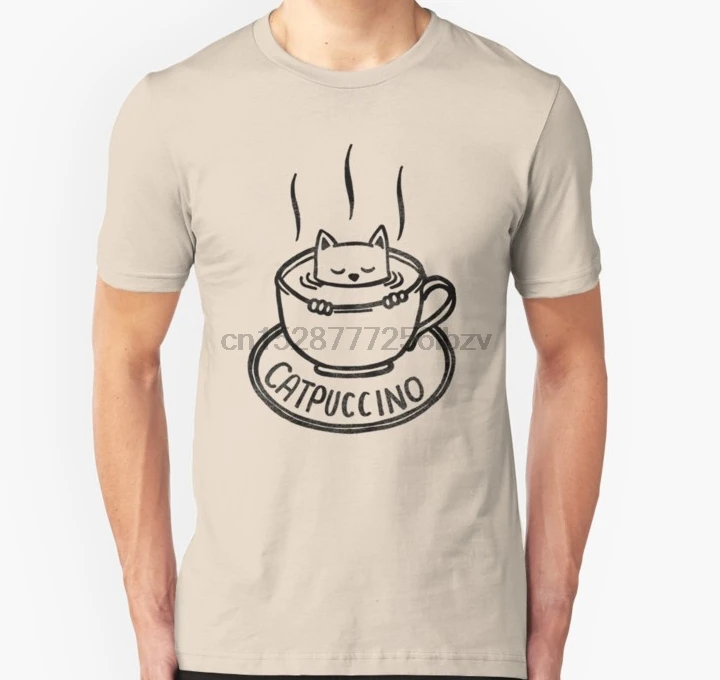 Мужская футболка Catpuccino coffee Cat Lover смешной мем с принтом Футболки | одежда