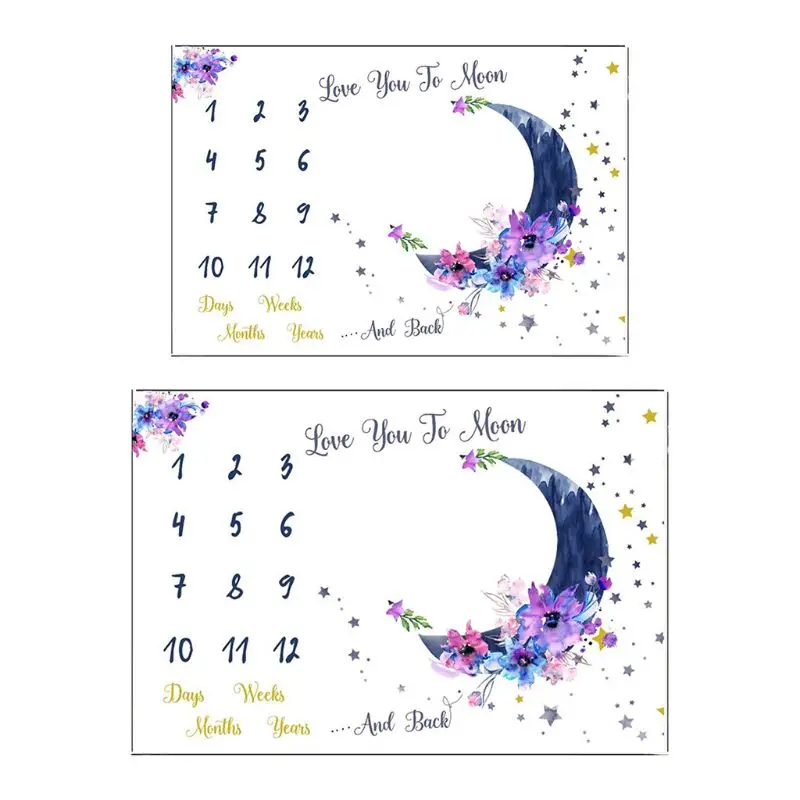 

Baby Monthly Record Growth Milestone Blanket Moon Pattern Photography Prop Cloth P31B