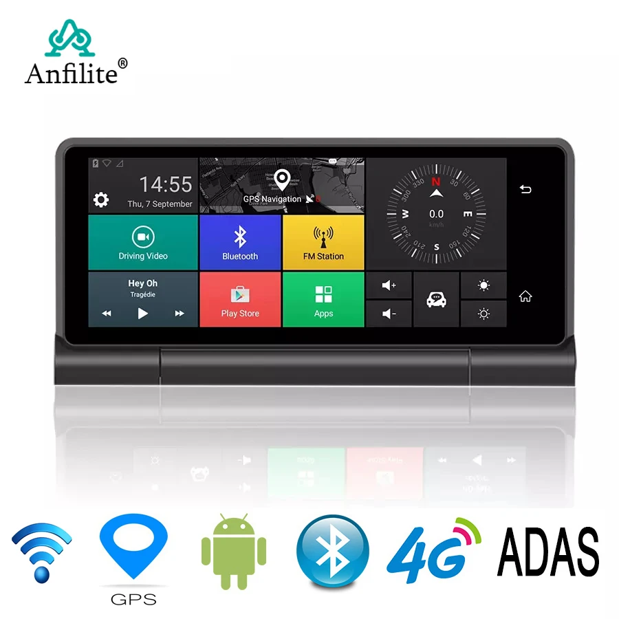 Автомобильный видеорегистратор Anfilite 7 дюймов 4G ADAS Full HD 1080P камера ночного видения