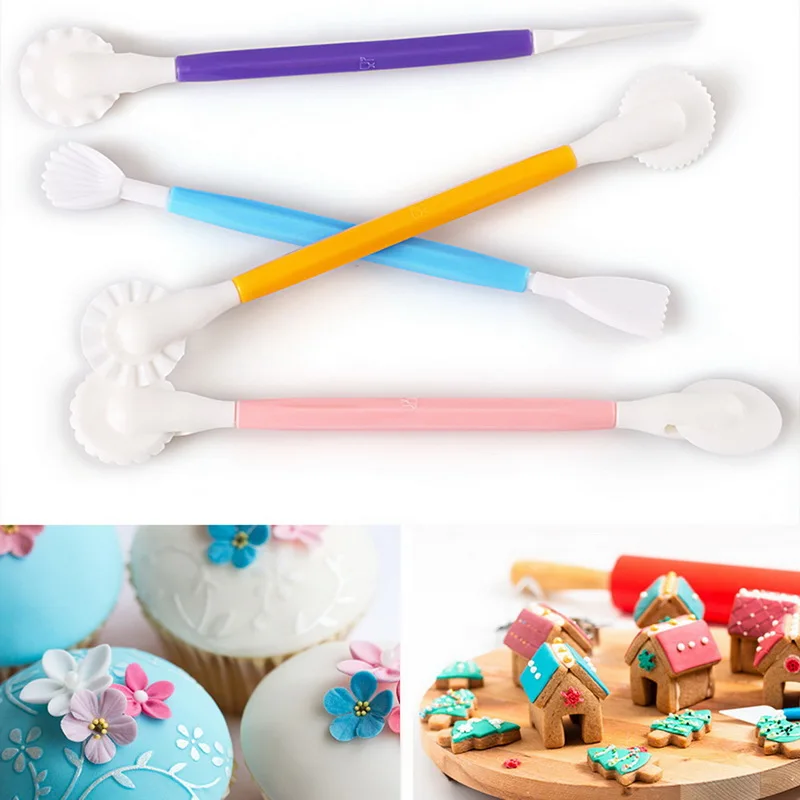 

4 Pcs/Set Random Color DIY Cake Fondant Modeling Tools Set Pastry Making Carved Molds Tools Baking Decoration Accessories 16.9cm