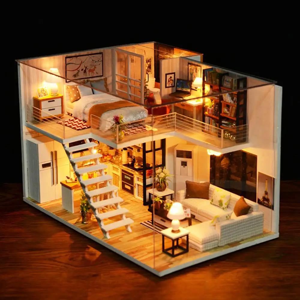DIY деревянный кукольный дом кукольные домики миниатюрная кукольная мебель набор