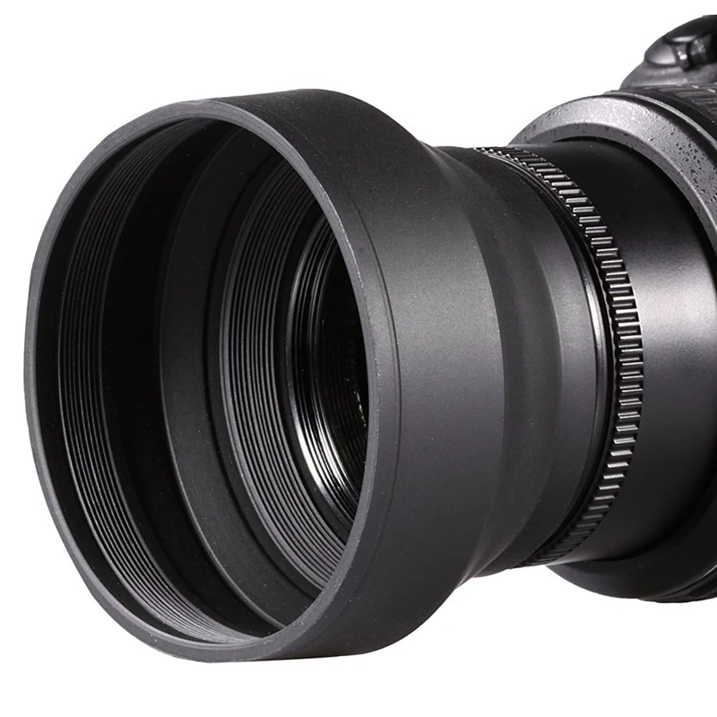 

2 Pcs Black Rubber Lens Hood for DSLR Camera, 52mm & 67mm