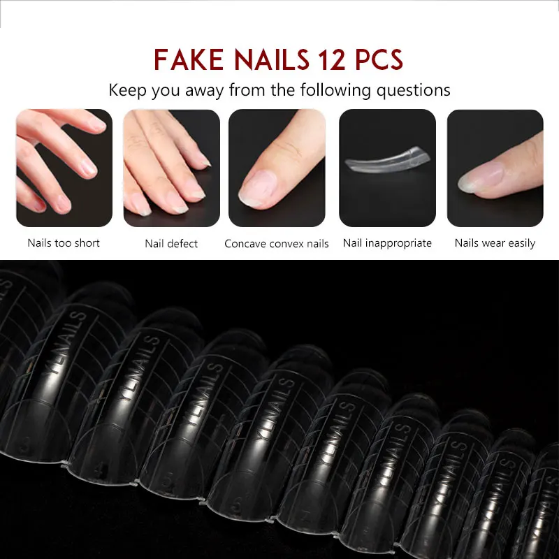 BUKAKI смешанные Ложные замачивания Французский Полный покрытие акриловое ногтей