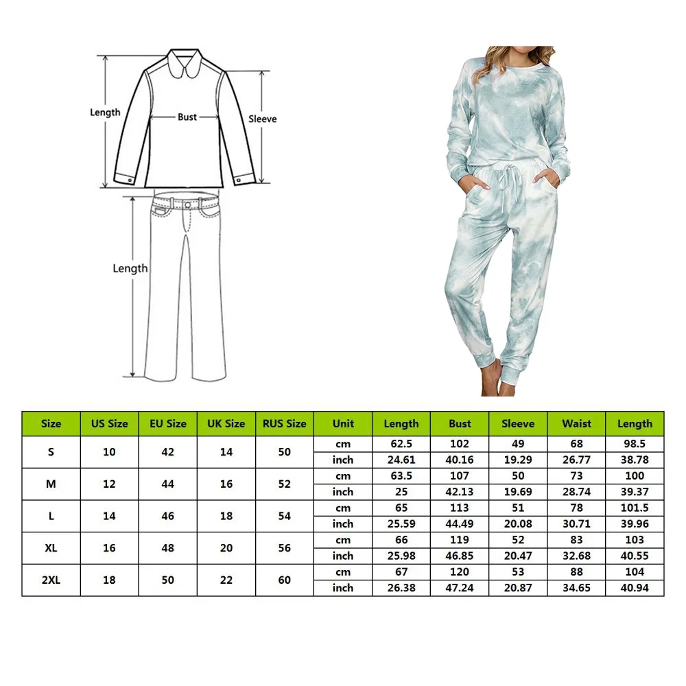 

HEFLASHOR Tracksuit 2pcs Spring Women Set Lounge Wear Sweatshirt Long Pants Tie Dye 2 Pieces Sets Women Clothing Suits Female
