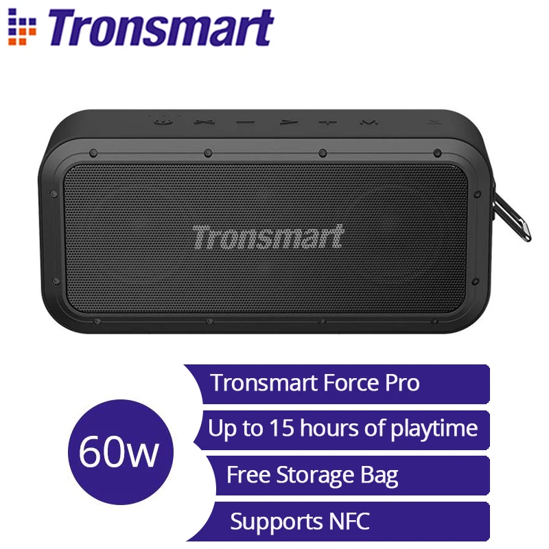 Bluetooth-динамик Tronsmart Force Pro 60 Вт с водонепроницаемой сумкой для хранения IPX7