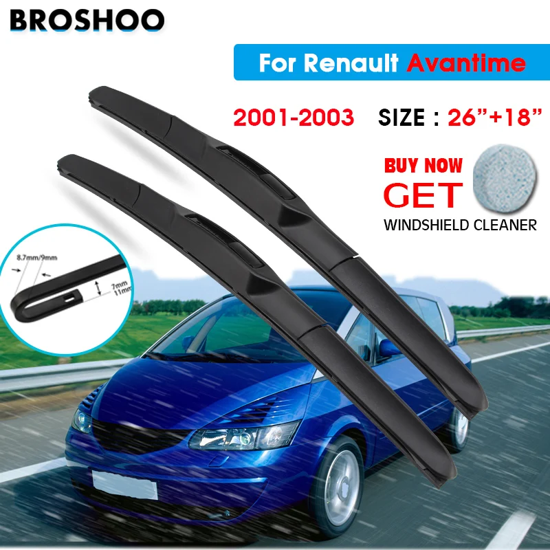 

Щетка стеклоочистителя для Renault Avantime 26 "+ 18" 2001-2003 Авто Стеклоочистители для лобового стекла лезвия для мытья окон подходят для U Hook Arms