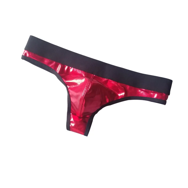 

4 color Patent Leather Bright Shine Mens G Strings Panties Sexy Gay Stage Dance Night Club Erotic Show Thong Underwear