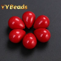 natural half drilled dark red water drop seashell pearls beads 3pcs loose beads for jewelry making ear studs earring pendants