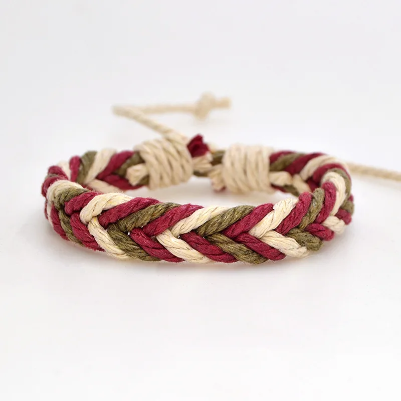 Бразильские плетеные веревочные браслеты для женщин винтажные из хлопка Прямая