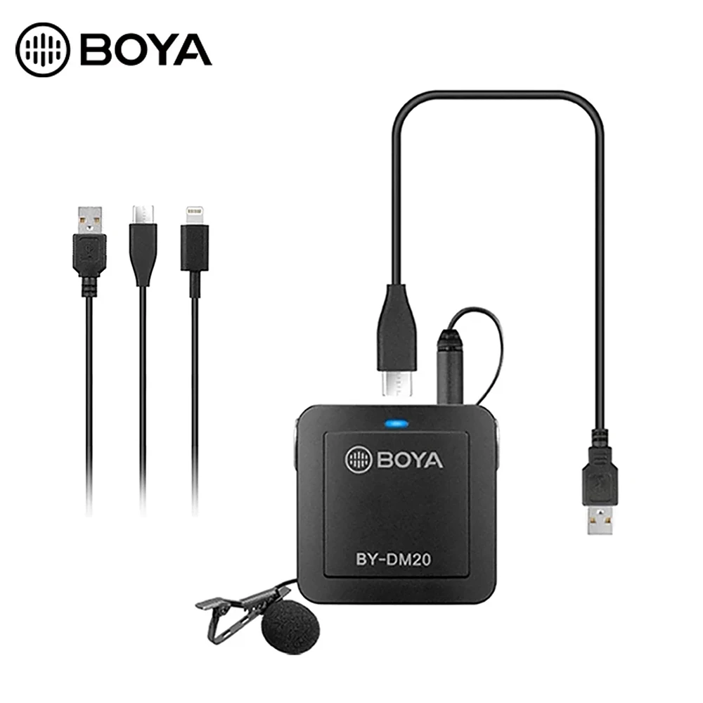 

Двойной петличный микрофон BOYA BY-DM20, стерео-режим для iPhone, освещения, Android, Type-C, ноутбука, ПК, звукозаписи, USB-микрофон
