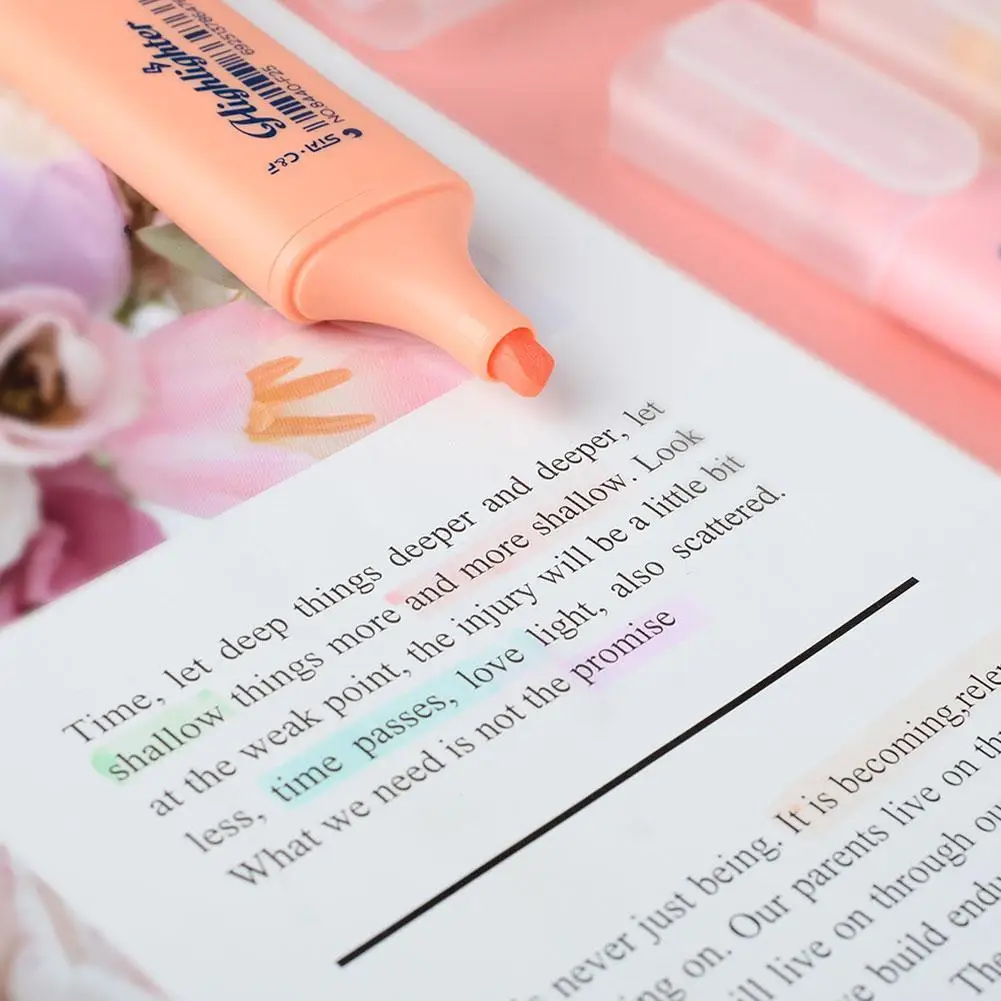 

6pcs/set Soft Tip Highlighter Light Color Kawaii Marker Student Pen Photo Album Fluorescent Stationery Pen DIY Erasable Jou Z2M8