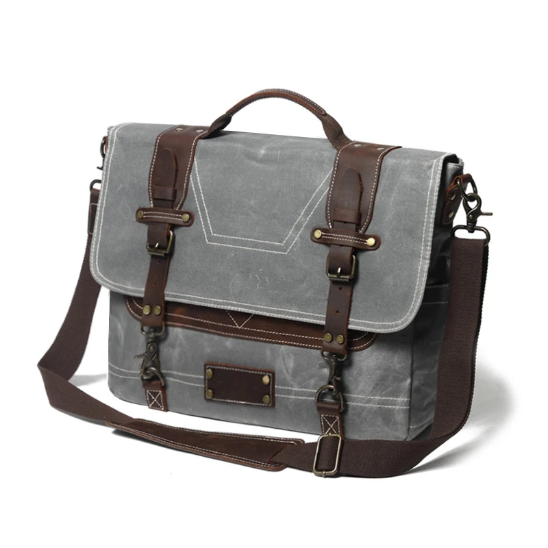 Вощеная холщовая сумка-мессенджер водонепроницаемая кожаная мужская сумка