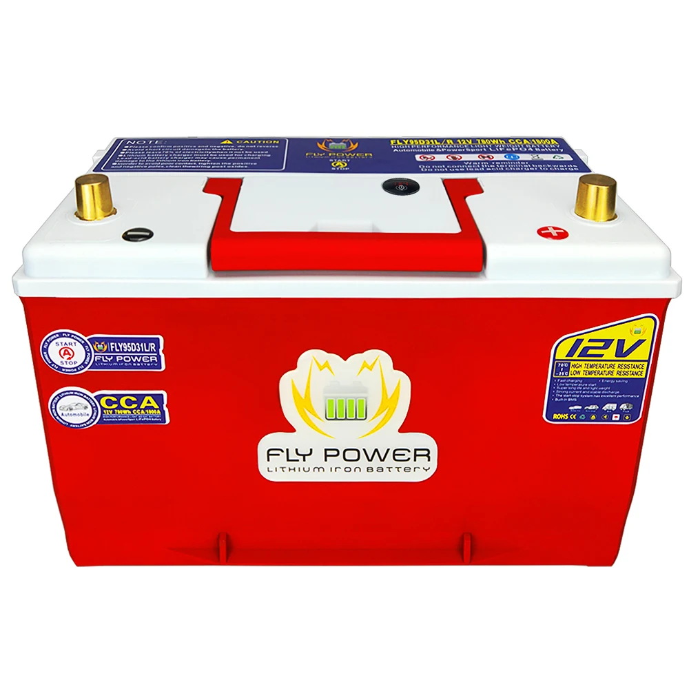 Автомобильный стартовый аккумулятор FLY95D31L/R LiFePO4 с индикатором напряжения 12 В 780WH