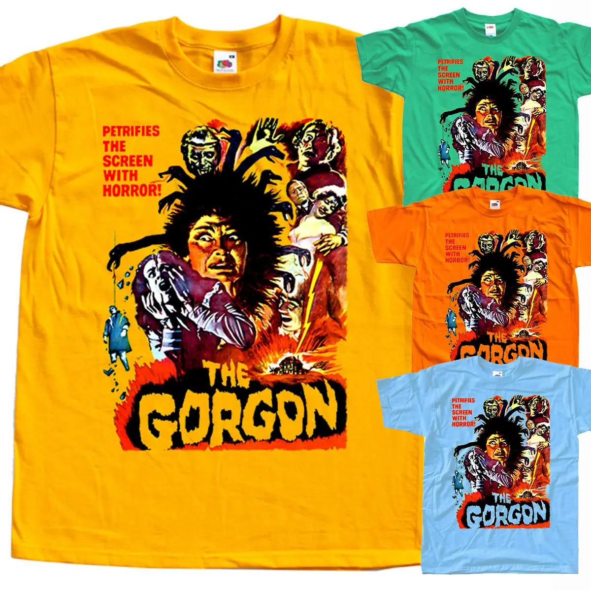 The Gorgon V1 T. Fisher постер фильма 1964 футболка (желтый) все размеры S 3XL|Мужские футболки| |