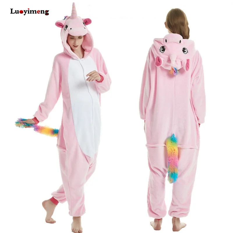 Кигуруми пижамы для взрослых женщин Единорог аниме панда Onesie животные костюмы