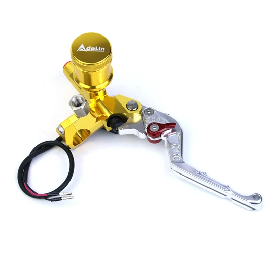 Gold Right Главный цилиндр тормоза Универсальный 22 мм мотоцикл для Honda Yamaha Kawasaki Suzuki масляная трубка гидравлическая муфта мото точка резервиор - Цвет: Gold Right