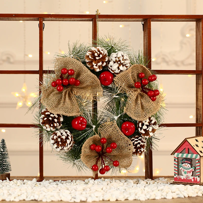 

Christmas Wreath Handmade Rattan Pendant Christmas Garland Mall Xmas Tree Door Decoration Advent Wreath guirnalda navidad