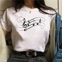 casual t shirt note graphic print women summer short sleeve oversize female ladies clothing cute kawaii tees for girls