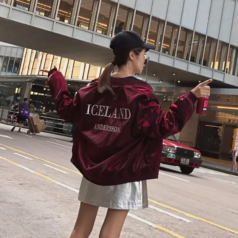 

2021 spring and autumn new short coat women loose long sleeve collar baseball suit super fire thin jacket