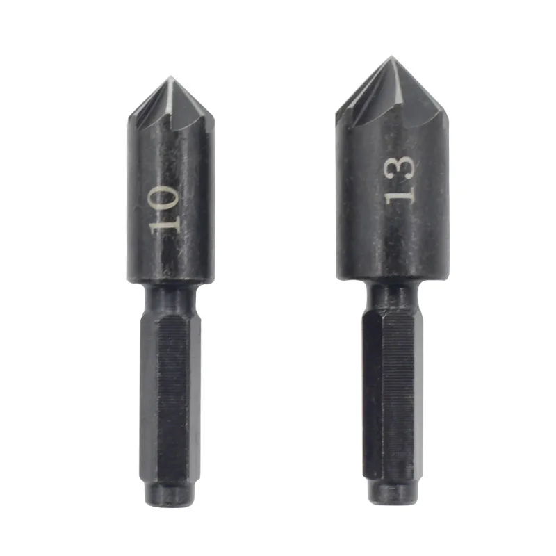 

2Pcs 10-13mm 7 Flute HCS Countersink Drill Bit 1/4" Hex Shank HSS 82 Degree Drill Bit Tool for Woodworking Chamfer Cutter