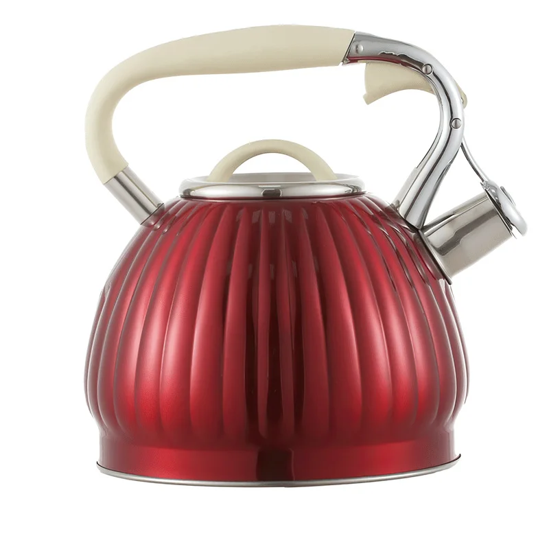

Whistle Kettle 3L Stainless Steel Tea Pot Large Purple Pumpkin Heat-Proof Handle Stove Top Food Grade Home Gas Induction Cooker