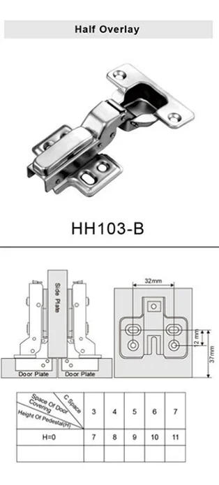 HH103-C дверная петля для шкафа, скрытый, гидравлический шарнир для двери шкафа