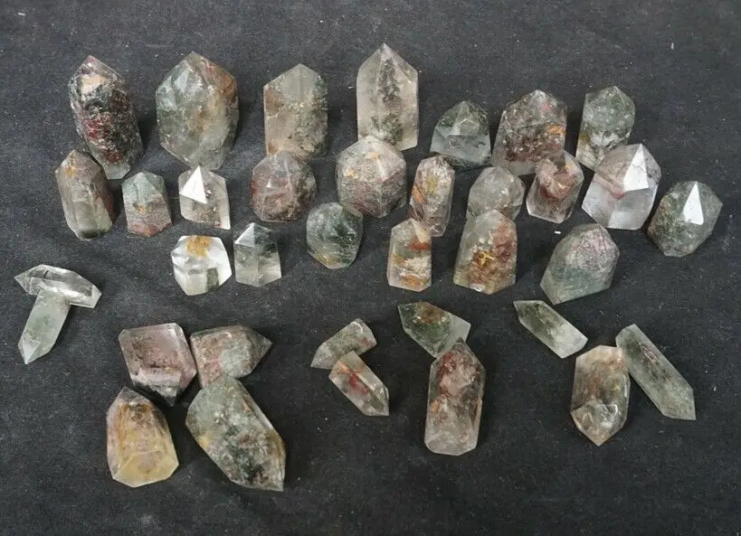 2.2LB 36Pcs Natural Phantom Ghost Clear Quartz Crystal Point Tower Healing Bulk Brazil Wholesales Price |