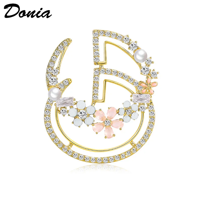 Donia jewelry Fashion high-end Korean brooch ladies hollow letter brooch AAA zircon clothing collar needle scarf pin