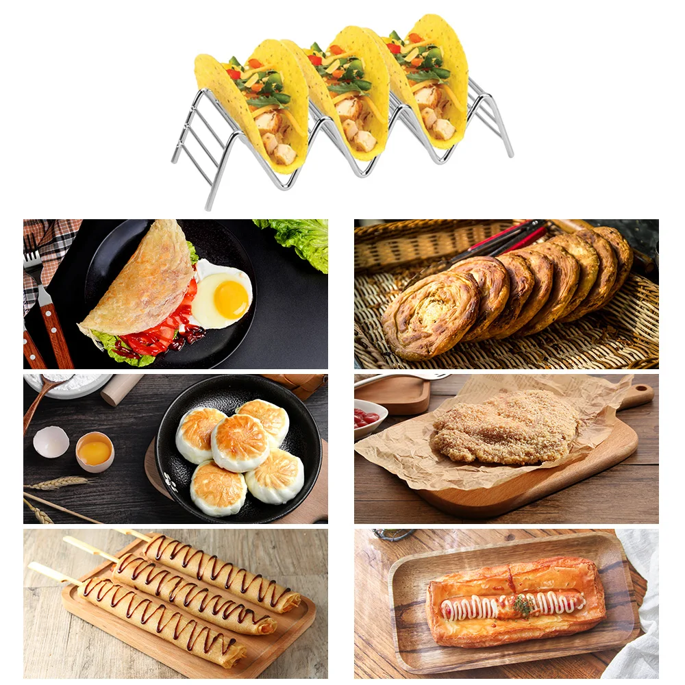 Stainless Steel Taco Holders Rack Mexican Food Hard Stand Holds Soft Shells Wave Shape Kitchen Tool Restaurant Display | Дом и сад