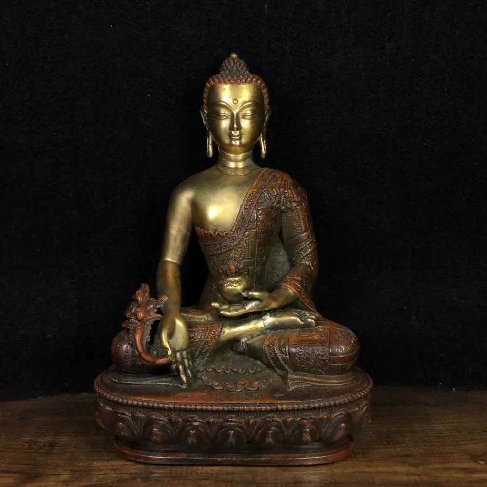 

Статуэтка Будды Сакьямуни из позолоченного золота Тибетский буддизм, бронзовый пробы, 8 дюймов