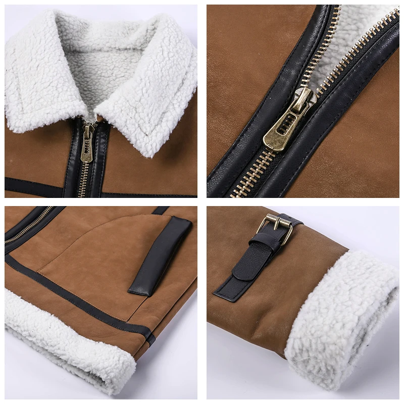 

CHAIFENKO Brand Winter Leather Jackets Coat Men New Fashion Motor Fleece Fur Collar Jacket Men Casual Biker Leather Jacket Men