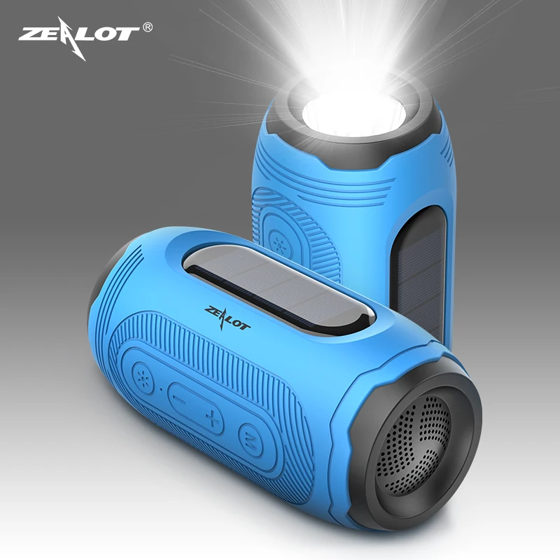 

ZEALOT A4 Wireless Bluetooth 5.0 Speaker Solar charging Outdoor IPX5 Waterproof Audio Subwoofer Wireless Speakers with Mic