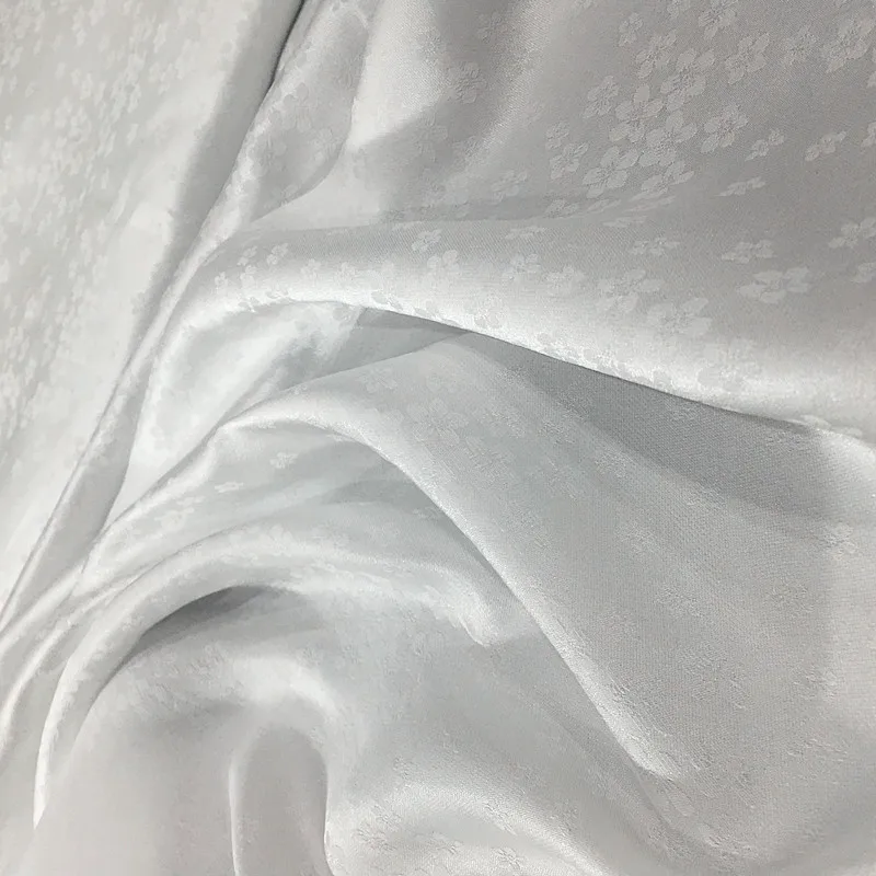 

Suffer white silk jacquard satin silk fabric soft and smooth kimono camisole short-sleeved skirt pants cheongsam lining 33-5