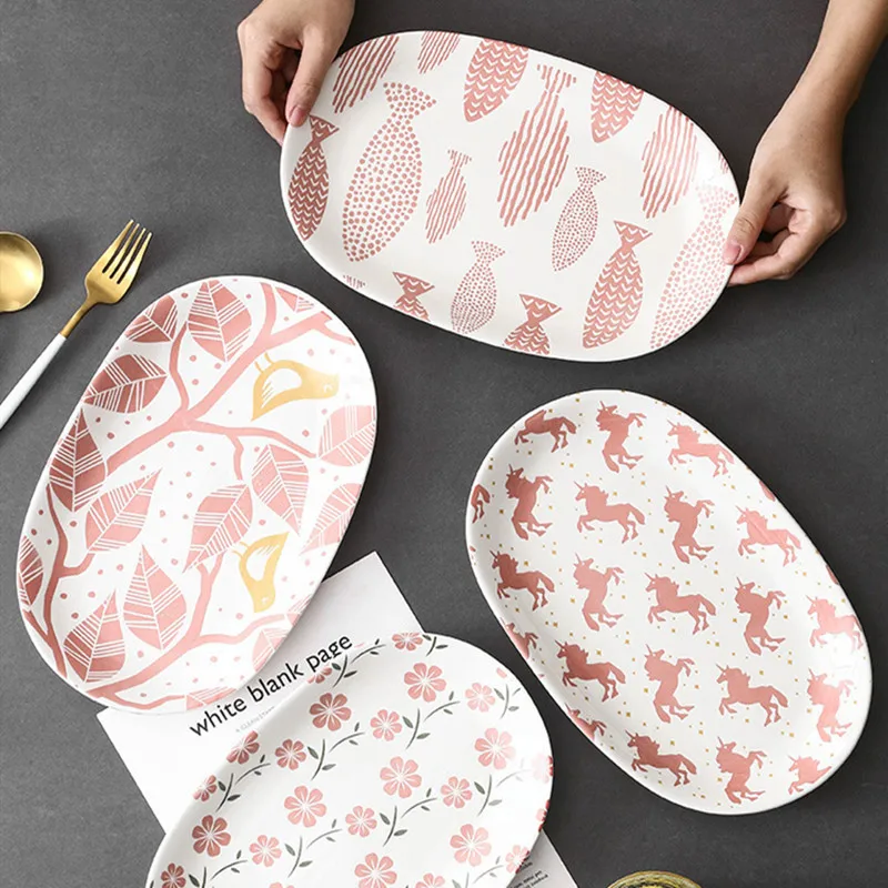 1 шт. керамическая овальная обеденная тарелка вечерние столовые приборы стейк