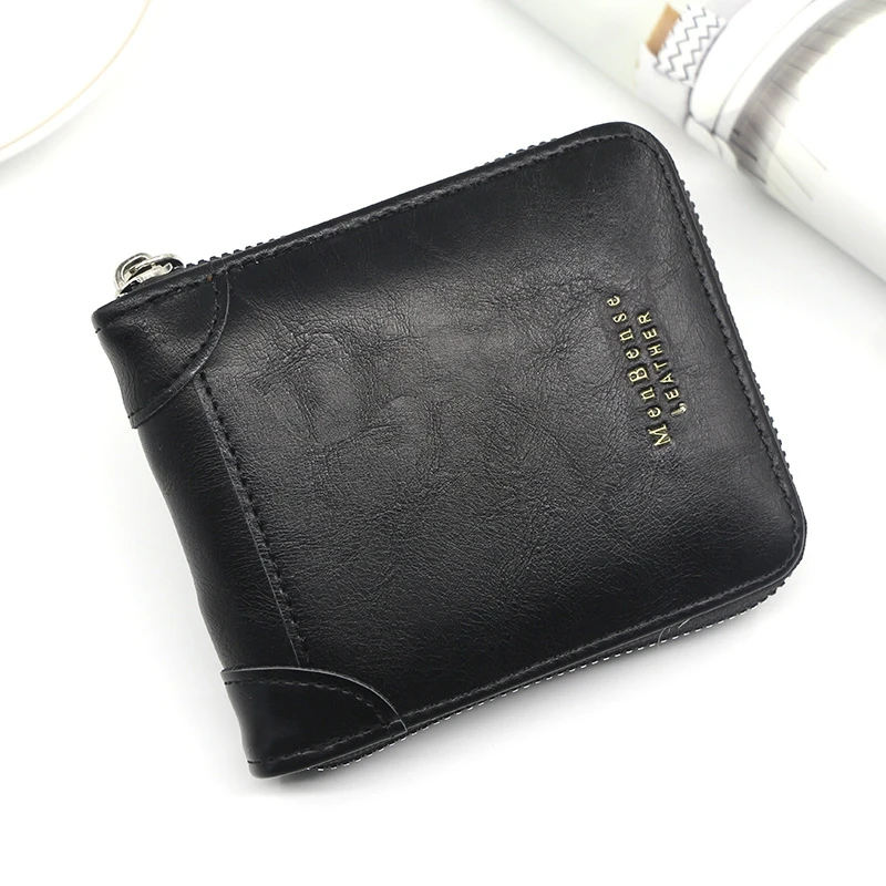 Кожаный кошелек для мужчин клатч роскошный короткий бумажник с кармашком мелочи