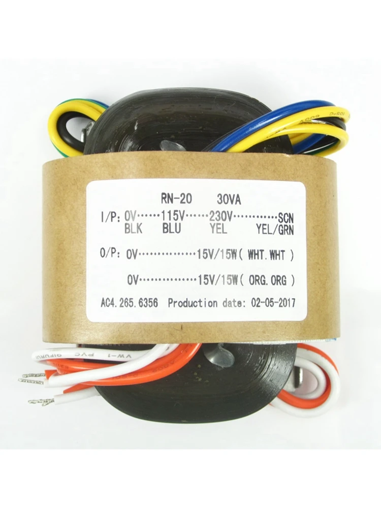 Transformador де corrente R тип силовой трансформатор 0-115V-230V 30W 15V+ 15V R крупного рогатого скота и повышающий трансформатор медный провод transformador