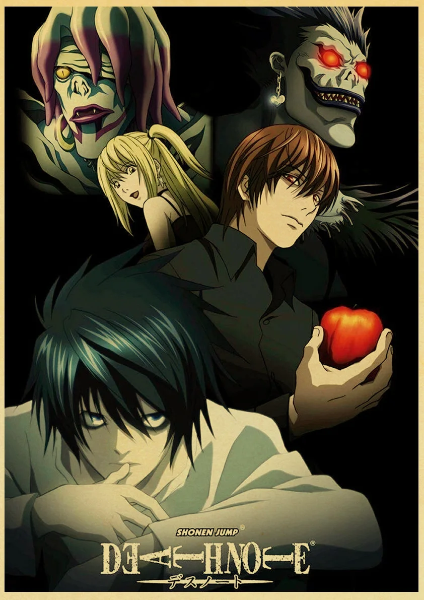 

Classic Anime Series Death Note Poster Retro Kraft Paper Poster Bar Room Decoration Painting Art Wall Sticker Picture wall art U