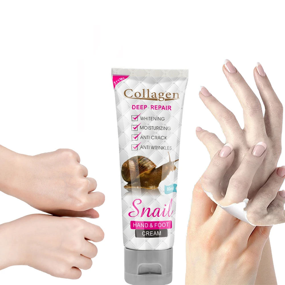 80ml Snail Hand & Foot Cream Moisturizing Repair Cream Anti Dry Skin Whitening Nourishing Hydrating Hand Cream Hand Foot Care