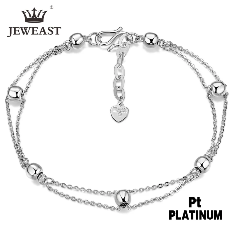 Браслет YBF Pt950 из чистого золота настоящая платина цепочка Мужская простая