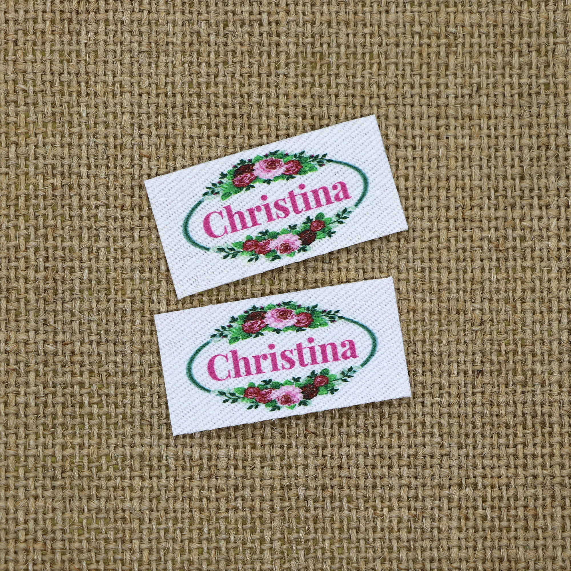 

80 pieces Custom Ironing Labels, Custom Clothing Labels, Text, iron on , Organic Cotton Fabric Name Label (YT093)