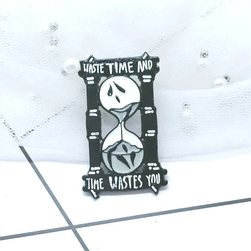 Песочные часы в форме призрака эмалированная Шпилька потеря времени и Wiste You
