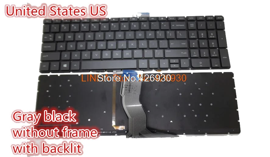 Клавиатура для ноутбука hp Pavilion 15 AB000 AB AK BC 17 15z AB100 US серый черный/серебристый без