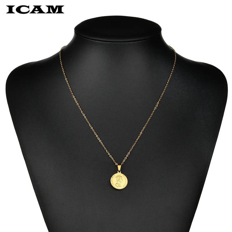 Женское Ожерелье-чокер ICAM из нержавеющей стали с монетами фунт Елизавета II