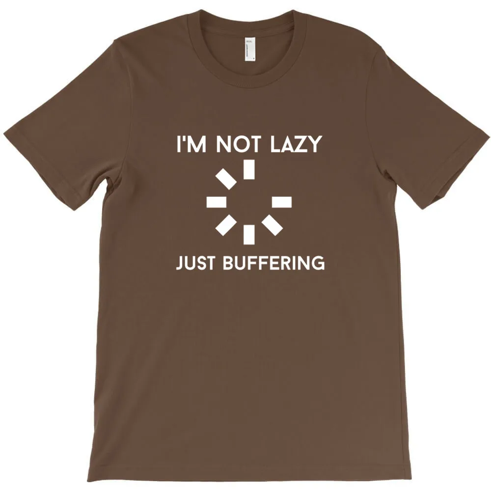I'm Not Lazy Just Buffering T-Shirt Short Sleeve Clothing Teenage Cotton Streetwear Clothes Latest Mens Fun Tee Shirts | Мужская