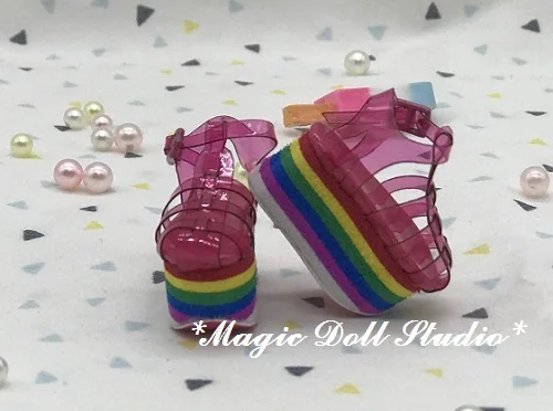 [MG702] Neoblythe кукла обувь# Радуга Джерри сандалии подходят для Blyth Azone OB24 кукла Outfis в розницу - Цвет: Розовый