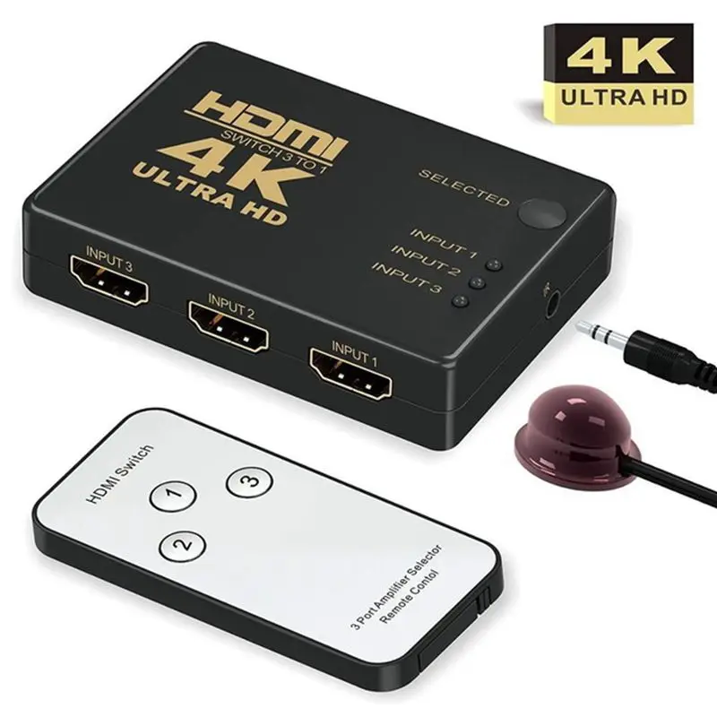 

Mini HDMI Switcher 4K HD1080P 3 5 Port HDMI Switch Selector Splitter with Hub IR Remote Controller for HDTV DVD TV BOX Z2